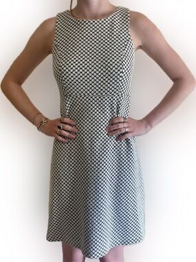 Ann Taylor LOFT Black and White Sleeveless Midi Dress